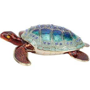 Rhinestone Turtles Jewelry Box Decor Gifts Storage Box Ornament Shiny Hinge 3.53.61.1Inch Bright Color Presents Sea Turtles Enamel Jewelry Case Jewellery Box Jewelry