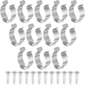 MECCANIXITY T8 Clips Bracket Hanger Fluorescent Tube Light Fixture Holder U Type Clamps with Screws for LED Bulbs Ceiling Lamp, Stainless Steel Pack of 12