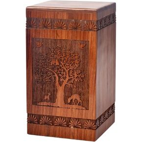 Handmade Rosewood Urn Box for Human Ashes, Wooden Pets Ashes Burial Urn Box Cremation Urn for Loving Memory (Rosewood, S(8X4.75'')115CU)