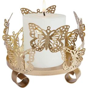 SUPERFINDINGS 1PC Iron Butterfly Candle Holder 10x10x8.8cm Decorative Candlestick Holder Art Tealight Candle Holder Golden Cup Candlestick for Home Table Christmas Party Decoration