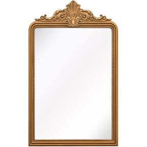 24x36 Inch Vintage Gold Mirror, French Baroque Antique Arched Wall Mirror Decorative Ornate Entryway Mirrors for Bathroom Bedroom Mantel Fireplace and Living Room