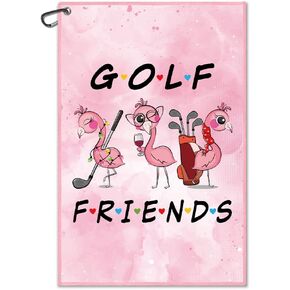 Golf Friends Printed Pink Golf Towel, Funny Golf Towel for Golf Bag with Clip, Xmas Birthday Gifts for Friends Sister, Golf Gifts for Bestie Golf Lover, Ladies Golf Towel, Women Golf Towel