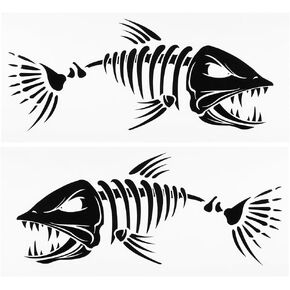 LIXADA Fish Teeth Mouth Stickers Skeleton Fish Stickers Fishing Boat Canoe Kayak Graphics Accessories 2 pcs in Saudi Arabia