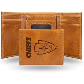 Rico Industries NFL Kansas City Chiefs Laser Engraved Brown Tri-Fold Wallet - Men's Accessory