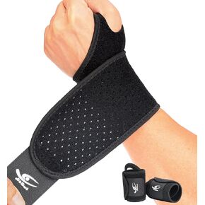 HiRui Breathable Wrist Brace (Pair) for Relieve Wrist Pain from Carpal Tunnel, Arthritis, Tendonitis, Sprain, TFCC | Adjustable Wrist Wraps Wrist Support for Weightlifting, Tennis - Fits All (Black)