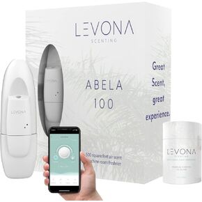 Levona Scent Waterless Diffuser - Essential Oil Aroma Smart Plug-in, Portable Scent Machine for Home, Office & Hotel Room, Covers 500 sqft - Abela 100, Classic White (with 120ml Oil & Cleaning Cloth)