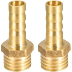 Brass Hose Fitting, Adapter 2 Pcs, 3/8" Barb x 1/4" NPT Male Pipe