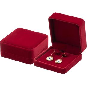 Velvet Earring Gift Box Large Earring Storage Case (Red)