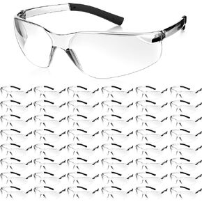 Queekay 50 Pcs Safety Glasses Impact UV Scratch Glasses Bulk Eye Protection for Men and Adolescents Working Lab Construction Science (Clear) in Kuwait