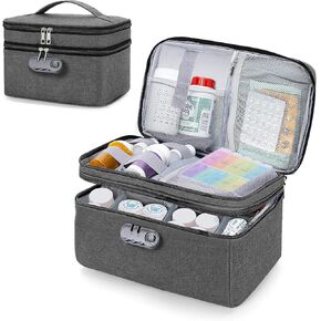 Medicine Organizer Bag for Traveling with Combination Lock(Bag Only), Lockable Pill Bottle Organizer Medication Travel Bag for Prescription, Medical Supplies