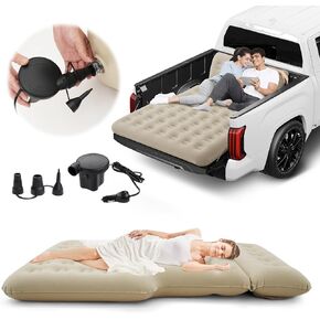 Truck Bed Air Mattress for 5.5-6.5Ft Full Size Short Truck Air Beds Inflatable Adjustable Air Mattress with Built-in Pump for Outdoor Camping Car Bed Truck Travel Tent Accessories