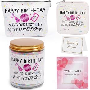 Birthday Candle for Women, Happy Birth-tay Themed Birthday for Her, Birthday Merch Basket for Women, Lavender Birthday Cake Scented Handmade Candle Merch, Birthday Merch for Music Party Decorations