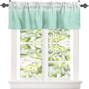 Chucoco Aesthetic Mint Green Gradient Valances Curtain for Kitchen Cafe, Summer Simplistic Window Valance Short Curtains 54"x 18" Rod Pocket Windows Drape for Bathroom Living Room Bedroom Color Ombre