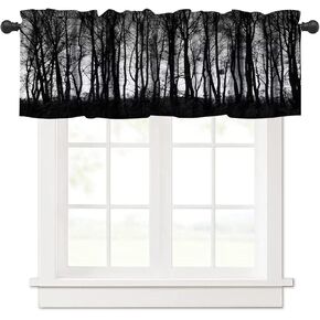 Gothic Valance Curtain Dark Forest Trees Foggy Mysterious Nature Rod Pocket Valance Window Treatments 1 Panel Short Curtains for Kitchen Farmhouse Living Room Bedroom Decor 54 x 18 in