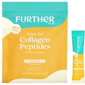 Further Food Vanilla Collagen Peptides Powder, Grass-Fed Pasture-Raised Hydrolyzed Type 1 & 3 Protein, Gut Health + Joint, Hair, Skin, Nails, Paleo Keto Sugar-Free 10.37 oz