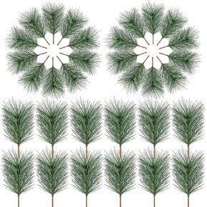 Sggvecsy 30 Pcs Artificial Pine Needles Christmas Small Pine Picks Green Pine Branches Twigs Stems Picks Green Plants for DIY Christmas Garland Wreath Flower Arrangements Holiday Decoration