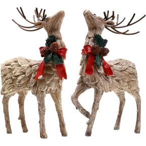 Topadorn Resin Holiday Deer Tabletop Holiday Figurine Christmas Decorative,2 Pack