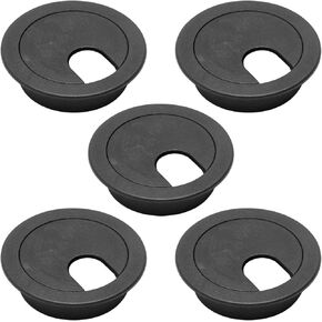 MroMax 2.09" Desk Grommet Plastic 53mm Cable Hole Cover Cord Desk Grommets Arrange Wires Organizer for Home Office Desk Cable Cord Black 5Pcs