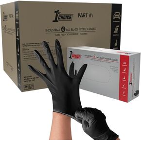 1st Choice - Black Nitrile Disposable Gloves - 6 mil - Latex Free - Non-Sterile - Food Grade - Puncture Resistant…