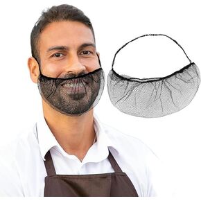 100 قطعة من شبكات اللحية مع أشرطة مرنة، قيود لحية شديدة التحمل للرجال، أغطية لحية مرنة ومريحة، أربطة مرنة للحية، غطاء لحية من أجل بيئة عمل آمنة ونظيفة للطعام in Kuwait