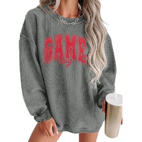 MAXIMGR سويت شيرت نسائي ليوم اللعبة لكرة القدم، سويت شيرت مضحك ليوم الأحد لكرة القدم لموسم كرة القدم بأكمام طويلة in Kuwait