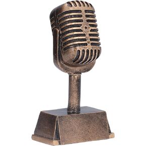 Award Vintage Microphone Music Award, Thick Synthetic Resin Vocal Performance, 6.5in Microphone Tabletop Ornament for Home Singing