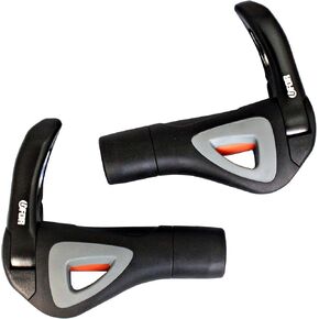 UFOR CAVO Ergonomic Mountain Bike Handlebar Grips, Dual Color Lock-On Rubber Bike Grips with Aluminum Locking Bar Ends for MTB BMX Touring and Commute Bike, 135mm, Made in Taiwan
