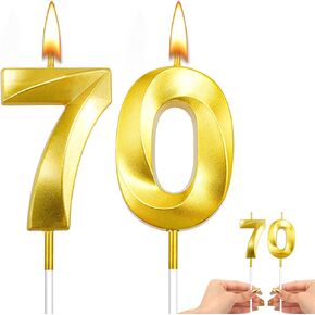 70th Birthday Candles Silver 70th Birthday Cake Topper Happy 70th Birthday Decorations Number Candles for Cake 70th Birthday Decorations for Him Her Silver Birthday Candle Candles for Cake Candles