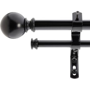 Decopolitan 5/8" Classic Ball Double Curtain Rod Set, 26 to 48 Inches, Black Oil