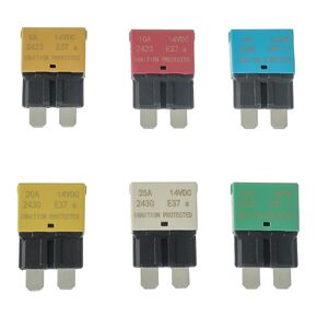 20A DC 12V-14V Auto Reset Circuit Breaker ATC/ATO Low Profile T1 Mini Blade Fuses Breakers for Car Trucks Marine Boat RV Solar and More,2 Pack