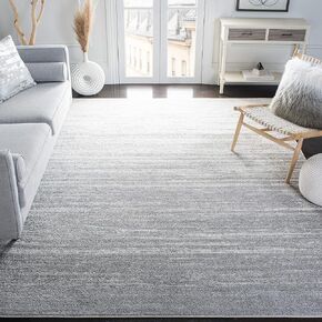 SAFAVIEH Adirondack Collection Area Rug - 6' Square, Light Grey & Grey, Modern Ombre Design, Non-Shedding & Easy Care, Ideal for High Traffic Areas in Living Room, Bedroom (ADR113C)