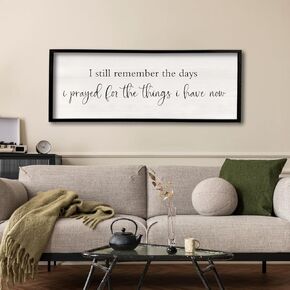 I Still Remember the Days I Prayed Sign 40" x 15" Large Living Room Wall Decor Wooden Vintage Framed Plaque Country Bedroom Hanging Home Farmhouse Inspirational I Prayed Wall Art (Wood)