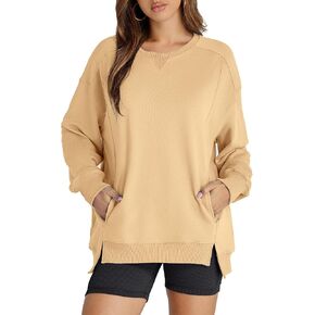 Women's Sweatshirt Casual Crew Neck Sweatshirts Loose Fit Long Sleeve Pullover Tops with Pockets