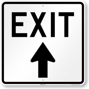 SmartSign 24 x 24 inch “Exit" Metal Sign with Up Arrow, 80 mil Aluminum, 3M Laminated Engineer Grade Reflective Material, Black and White
