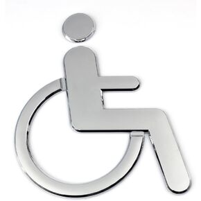 1Pcs Public Toilet Signs WC Wall Stickers Decals Toilet Door Signs Restroom Washroom Signage Handicap (Silver-Wheelchair)