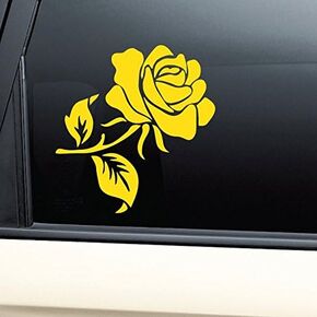 Rose Vinyl Decal Laptop Car Truck Bumper Window Sticker - Yellow
