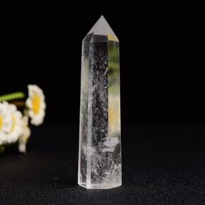 1PCS Obsidian Healing Crystals Towers / 3.54-4" Natural Reiki Energy Wand Stone 6 Faceted Chakra Quartz Crystal Reiki Meditation Therapy Decoration Gifts