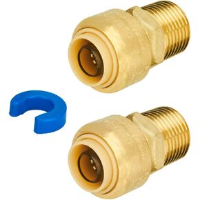 SUNGATOR 6-Pack Male Adapter 1/2 Inch by 1/2 Inch, Straight Connector Plumbing Fitting, Push Fit PEX Fittings with Disconnect Clip, Push-to-Connect Copper, CPVC, No Lead Brass Pipe Fittings
