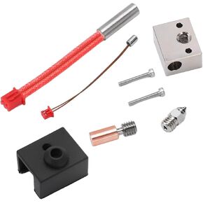 Hilitand 3D Printer Hotend Kit Sprite Extruder Heater Block Kit Bimetal Heating Block Throat Tube Heater 0.4mm Nozzle Extruder Parts for Ender 3 S1 24V 40W 300℃