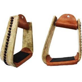 CHALLENGER Horse Saddle Stirrups Western Wide Rawhide Covered Angled Roper Saddle 51174W