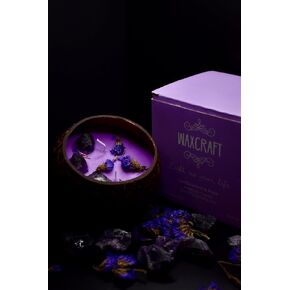 WaxCraft Coconut Shell Candle - 100% Soy Wax, Natural Essential Oils, Handcrafted, Eco-Friendly - Rose Magnolia & Vanilla with Dried Rose Bud & Petals