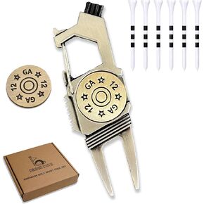 Birdie Hunter Golf Tools and Markers | 12 Gauge Ball Marker | 7 in 1 Golf Tool