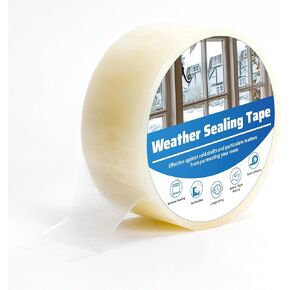 Flamorrow Transparent Window Weather Sealing Tape, 2" x 132Ft Clear Window Draft Isolation Sealing Film Tape, Sealing Tape for Doors & Windows Draft Stopper and Shower Glass Gaps, Residue-Free