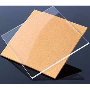 DistinctAndUnique Clear Cast Acrylic Plexiglass Sheets (2 Pack) 1/4" Thick (6mm) Easy to Cut Plastic Plexi Glass with Protective Paper for Signs, DIY Display Projects, Crafts, Shelves (8" x 16")
