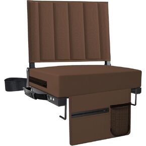 Stadium Seat for Bleachers with Back Support and Cushion, Bleacher Seats with Shoulder Strap and Cup Holder, Padded Portable Folding Comfort Stadium Chair, for Sports Events, Black (1pcs)