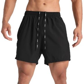 Men's Workout Running Shorts Quick Dry Athletic Traning Shorts with Pockets Black,Medium