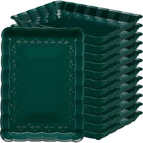 Plasticpro Plastic Serving Trays - Serving Platters Rectangle 9X13 Disposable Party Dish Crystal Clear Pack of 4