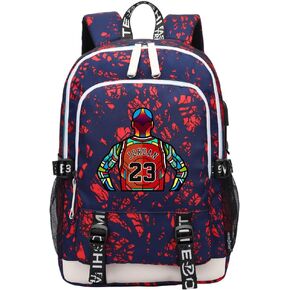 Basketball Player 23 Multifunction Sport Backpack Travel Laptop Football Fans Bag for Men Women (Black lines - 1)