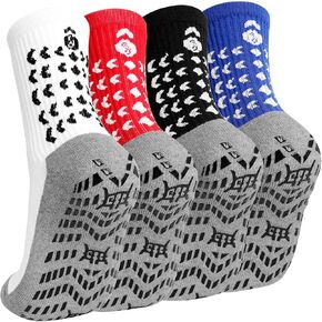 ZAKASA Men's Grip Socks Soccer: Non Slip Grip Socks for Men Anti Slip Football Basketball Sports Socks 4 Pairs