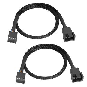 QIANRENON 4 Pin PWM Fan Extension Cable Nylon Braided PC Fan Power Splitter Cable Compatible with Computer ATX 3-Pin/4-Pin Colding Fan 30cm(2 Pack)